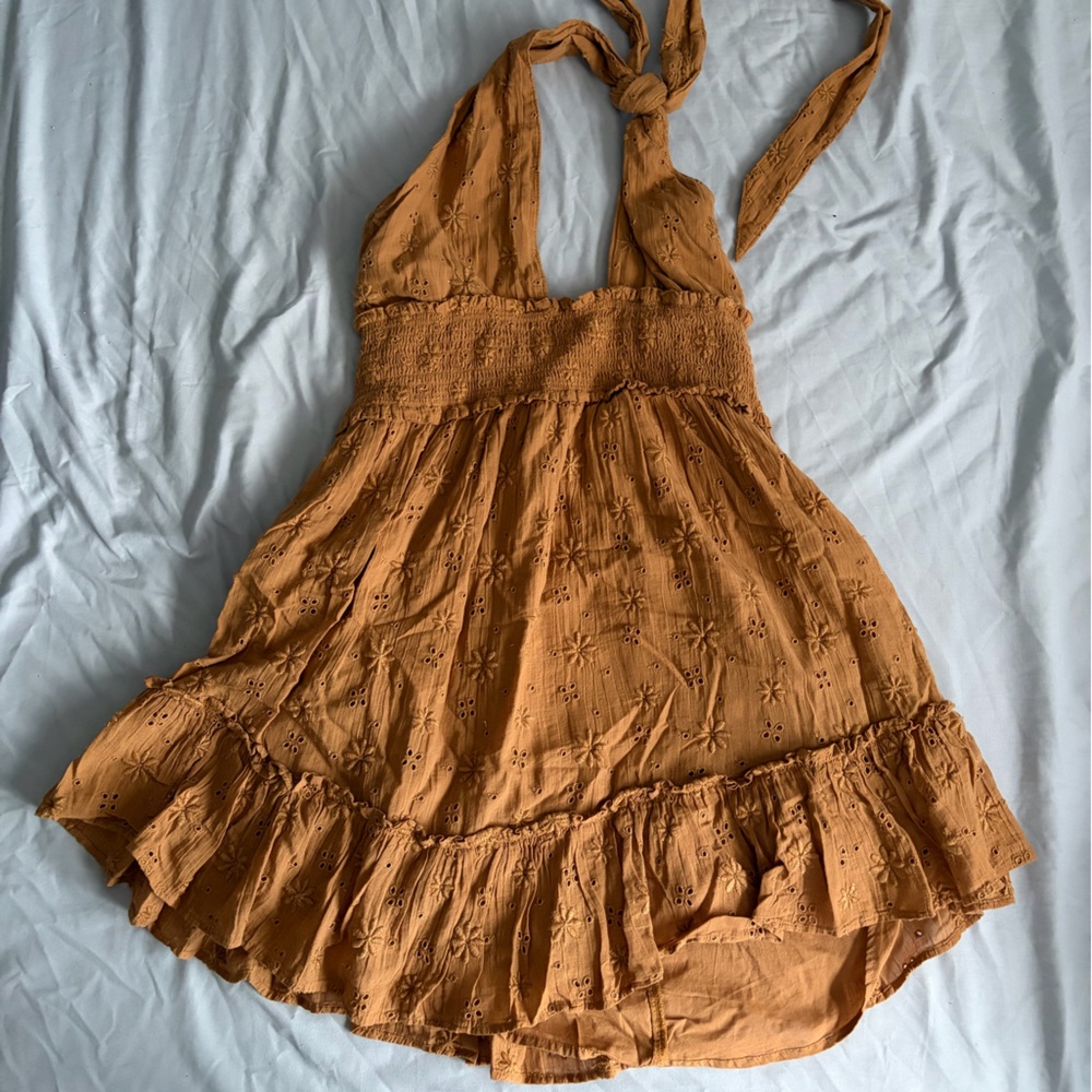 Aerie Rust Orange Halter Dress